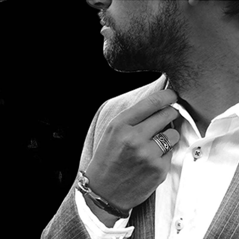 ENHONG Trendy Wide Stainless Steel Celtic Band Thumb Ring for Men Manly Vintage Punk Biker Jewely Size 7 - Image 4